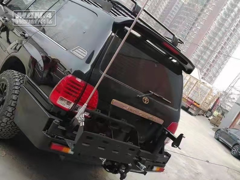 steel 4x4 bumper Rear offroad bull bar for LC100（with 1 spare tyre+1 fuel tank bracket）